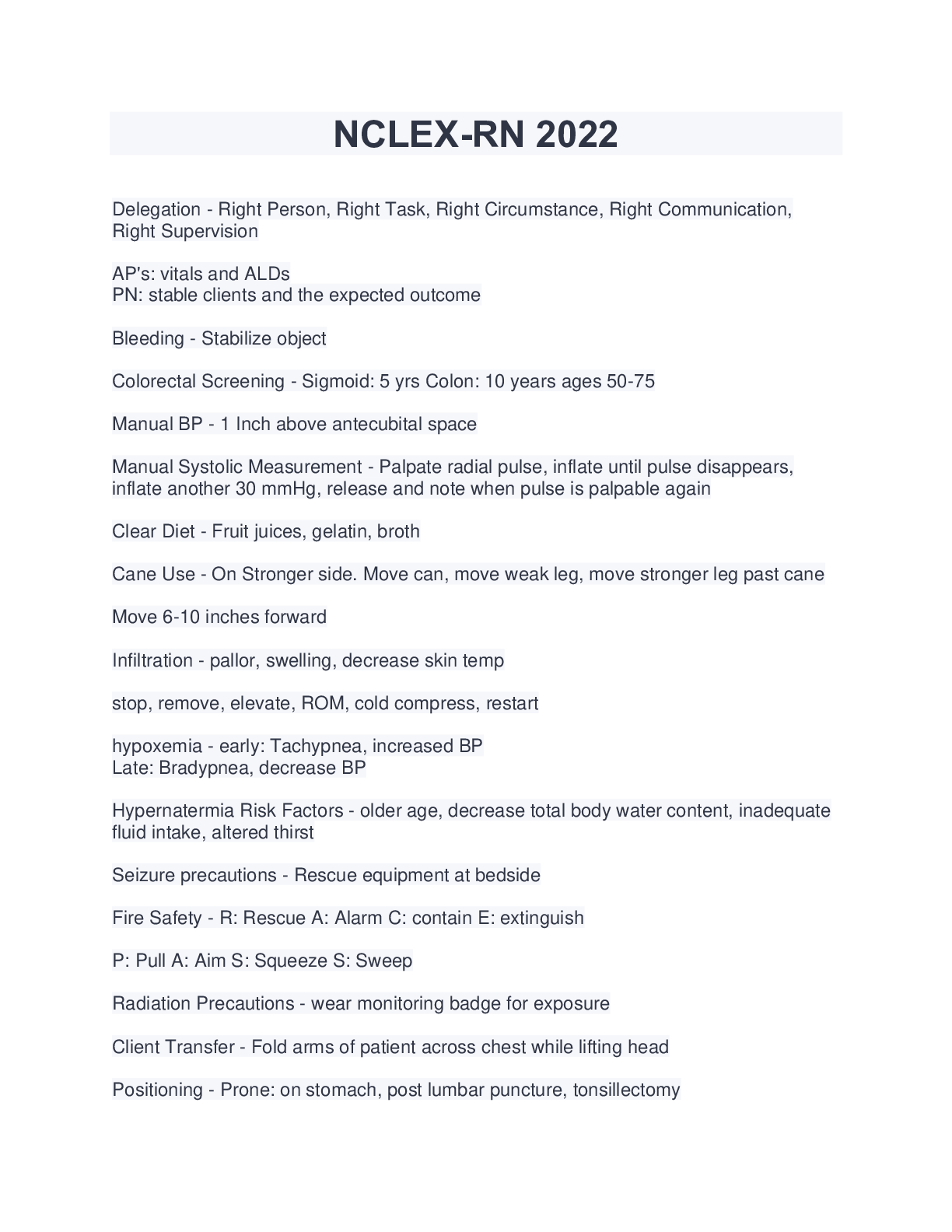 Preview image of NCLEX-RN 2022( 100% Correct) (SATISFACTION GUARANTEED) document